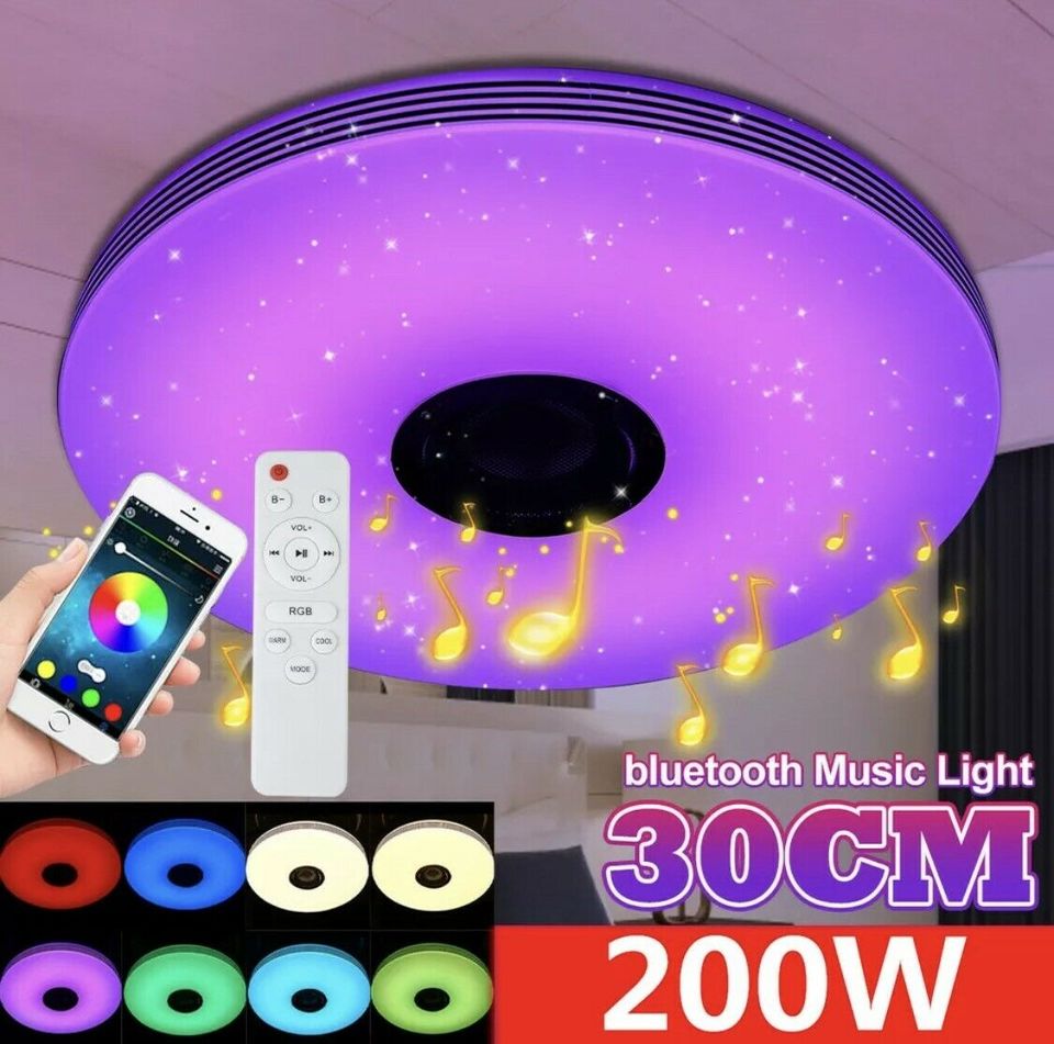 200W LED RGB Deckenleuchte Lampe Bluetooth mit App Fernbedienung in Bebra