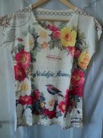 schönes Buntes Sommer T-Shirt mit Blumen-Nostalgie Flowers/Vogel Thüringen - Gotha Vorschau