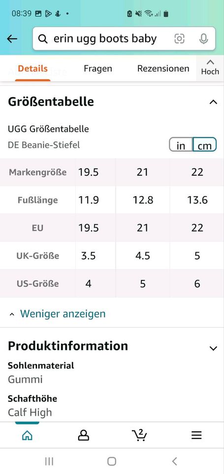 Ugg Baby Boots neu ca 20-22 Größe inkl Versand in Rommerskirchen