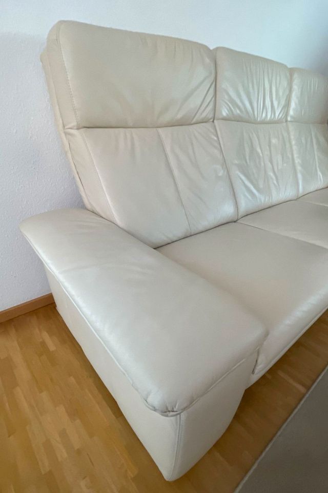 MUSTERRING Ledersofa Ledercouch Echtleder Sofa creme 245cm in Freiburg im Breisgau