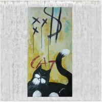 Original Bild Gemälde Graffiti Black Cat Katze Kater Beton Mural Nordrhein-Westfalen - Porta Westfalica Vorschau