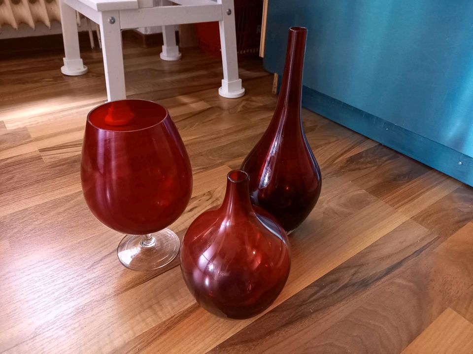 rote Glasdeko Vasen XXL Glas wasen Blumenvasen rot Glas in Nordenholz