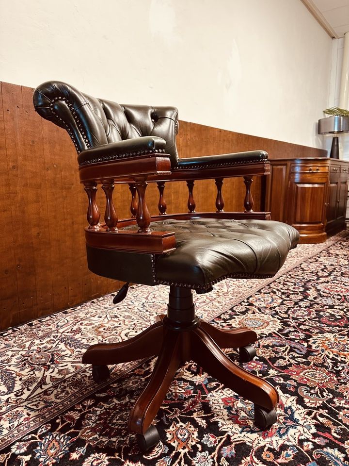 Klassisch Englisch Captain Chair Chesterfield Bürostuhl Grün in Brüggen