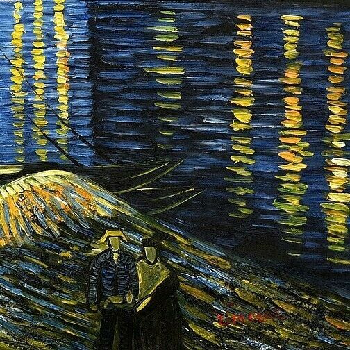 v. Gogh-Sternennacht über der Rhone i98971 80x110cm Ölbild handg. in Berlin