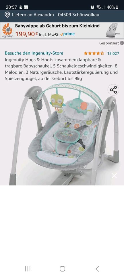 Elek.schaukel/wippe baby in Schönwölkau-Hohenroda