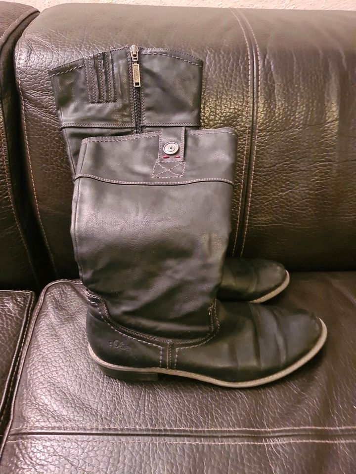 Schwarze S.Oliver Lederstiefel Stiefel Gr. 41 in Remscheid