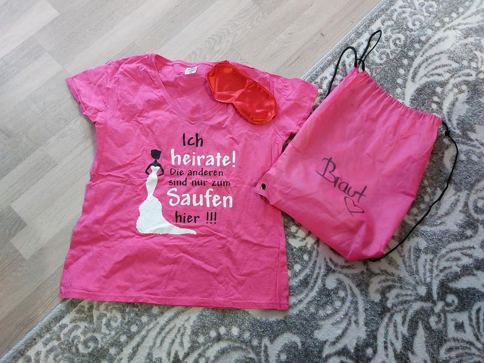 Braut shirt Größe  XL pink und beutel zu verschenken in Niedernberg