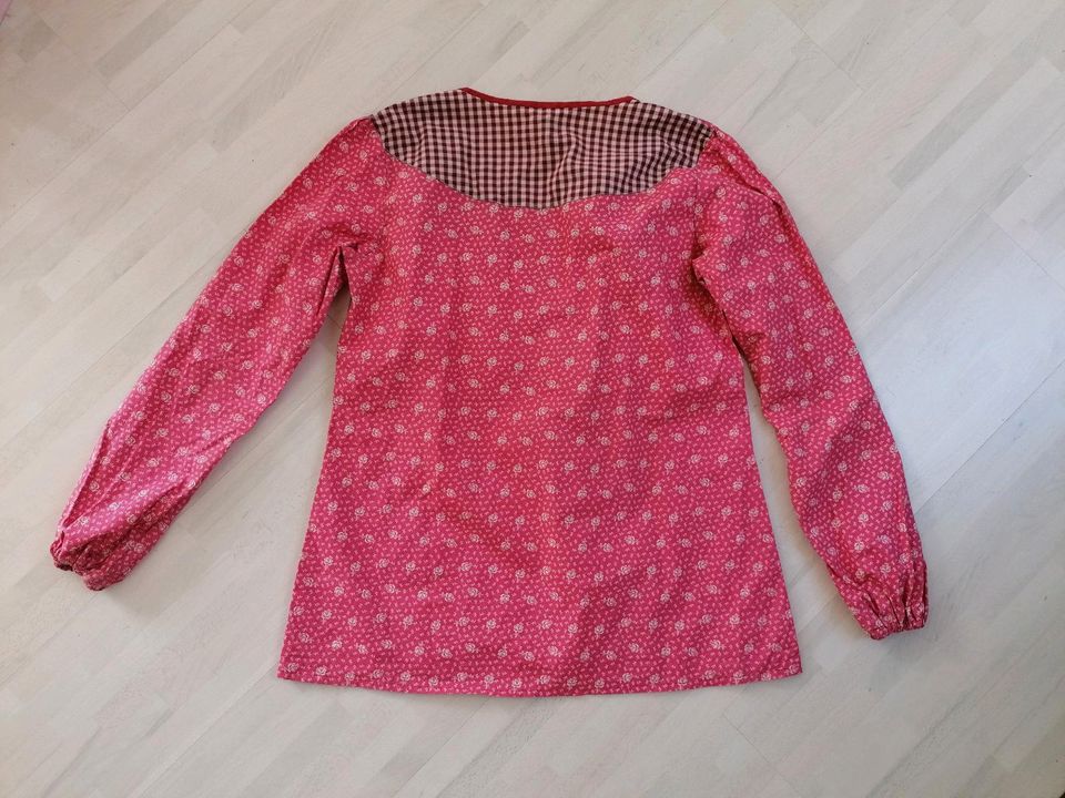 Handmade LangarmShirt Pullover L/XL Baumwolle Bluse Rose rot weiß in Erfurt