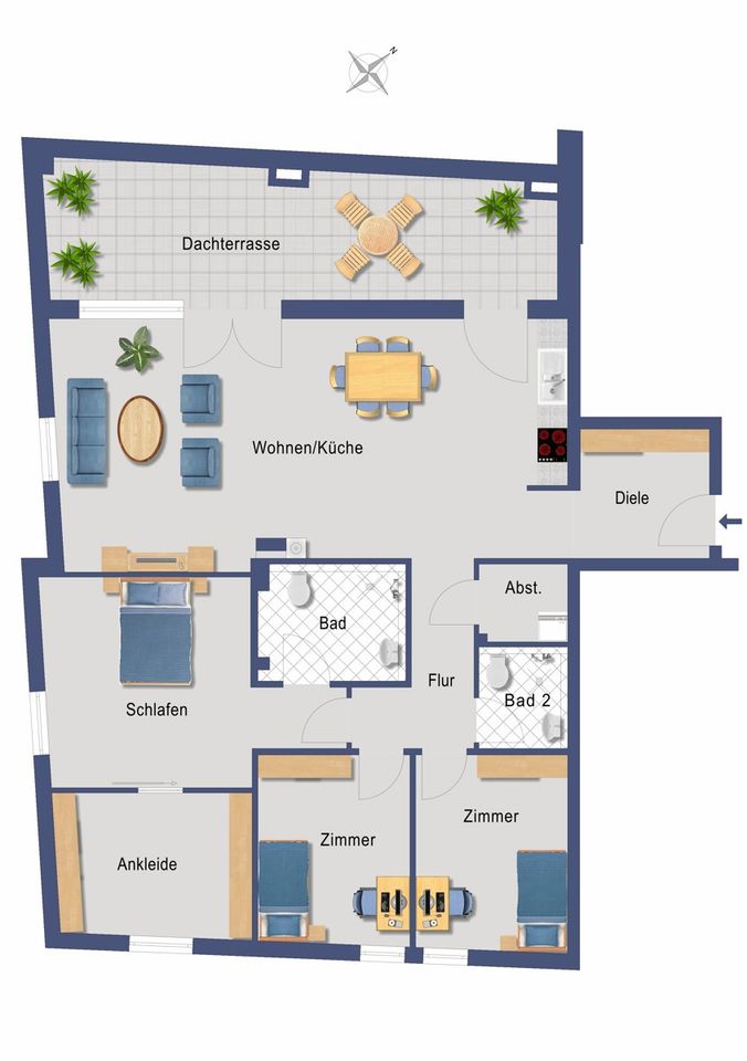 Neubau, Erstbezug 4 Zimmer Penthouse mit 22 qm Dachterrrasse in Bargteheide