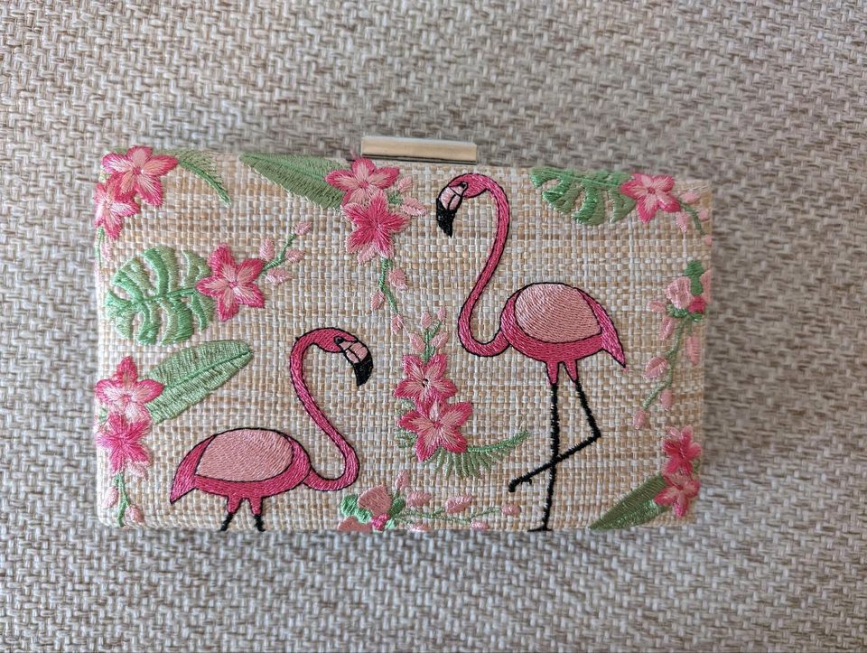 Neu! Flamingo Clutch Natur Pink in Dettelbach