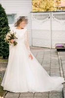 Brautkleid in ivory, Gr. 36 mit langen Spitzenärmeln Niedersachsen - Ankum Vorschau