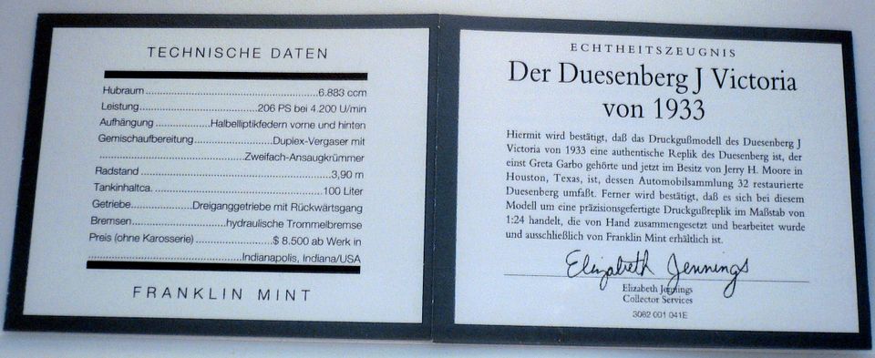 Franklin Mint 1:24 - Der Duesenberg J Victoria von 1933 in Oberursel (Taunus)