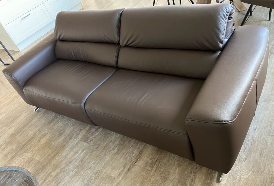 Musterring Leder 3 Sitzer Sofa in Schoko mit Relaxfunktion in Delingsdorf