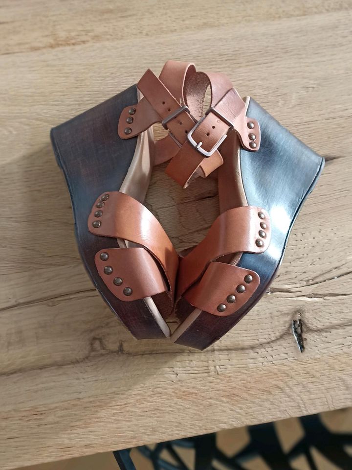 Keilabsatz Sandalette Wedges Echtleder Fred de la Bretoniere in Birken-Honigsessen