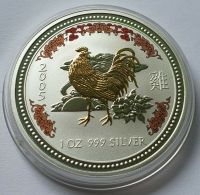 Silbermünze Australien Lunar1 Hahn 2005 gilded color 1Oz rar top! Sachsen - Geringswalde Vorschau