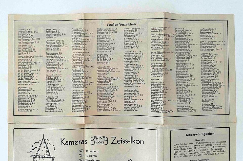STADTPLAN Handplan JENA Werbung NS-Zeit 1939 aus Einwohnerbuch in Erfurt