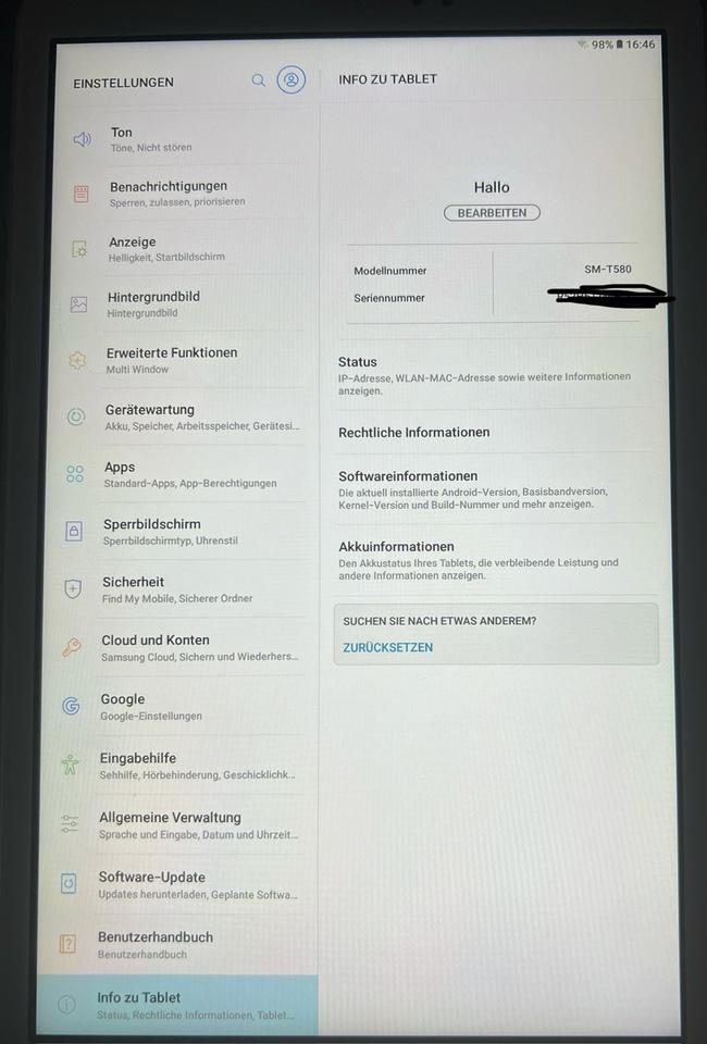 Samsung Galaxy Tab A6 Modell SM-T580, 16 GB, 10,1 Zoll in weiß in Berlin
