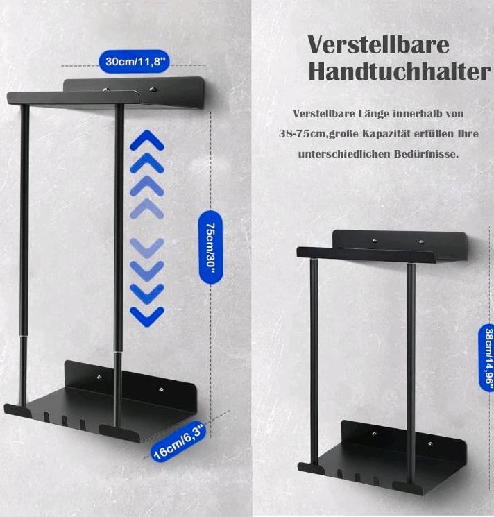 Asdsed Handtuchhalter Ohne Bohren - Ausziehbar Handtuchregal in Nürnberg (Mittelfr)