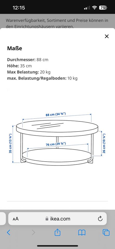 IKEA Couchtisch, anthrazit marmoriert/schwarz in München