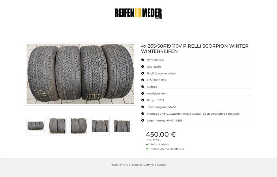 4x 265/50R19 110V PIRELLI SCORPION WINTER WINTERREIFEN #5023 in Bad Tölz