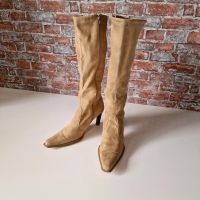 Damenstiefel beige Velours Leder Optik high heel Größe 41 Hessen - Calden Vorschau