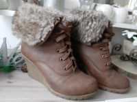 Stiefel Boots Stiefeletten Keilabsatz braun Kunstfell warm Winter Bayern - Bischbrunn Vorschau