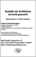 Aushilfe als Kraftfahrer im Werkverkehr / Dresden Sachsen - Meißen Vorschau