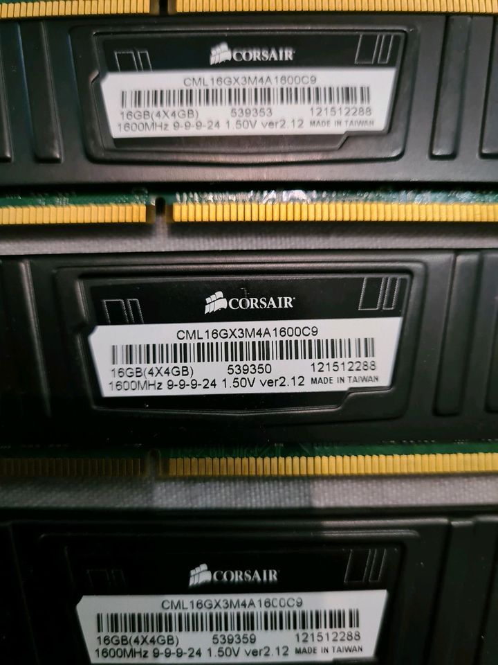 16 gb RAM ddr3 für PC - Corsair CMZ16GX3M4A1600C9 in Berlin