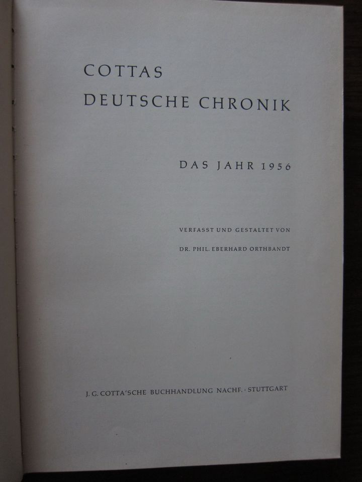 Cottas deutsche Chronik. Das Jahr 1956 Orthbandt, Eberhard in Hünstetten