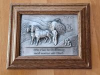 Zinn Reliefbild, gerahmtes Bild (Holzrahmen) mit Spruch. Bayern - Augsburg Vorschau