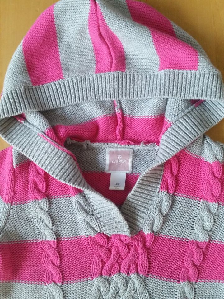 Hoodie, Strickhoodie, pink-grau gestreift, Old Navy, 104 in Berlin