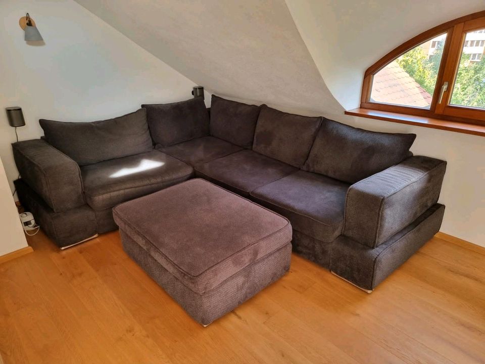 DESIGN Wohnlandschaft Sofa Couch Sessel L-Form grau scandi Skandi in Crailsheim