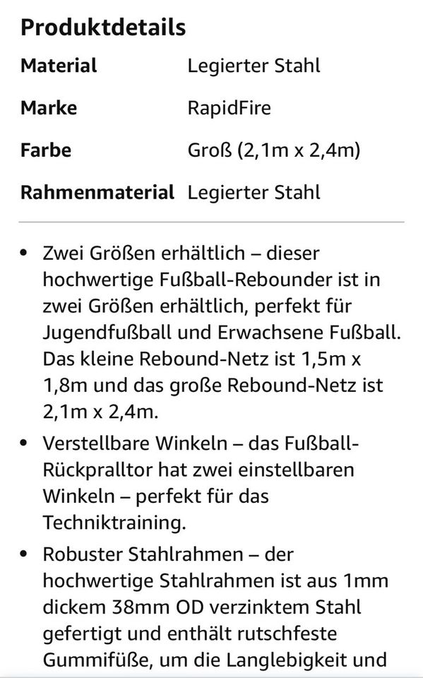 RapidFire * 2,10 x 2,40 m * Rebounder * Netz * Fußball Training in Stuttgart