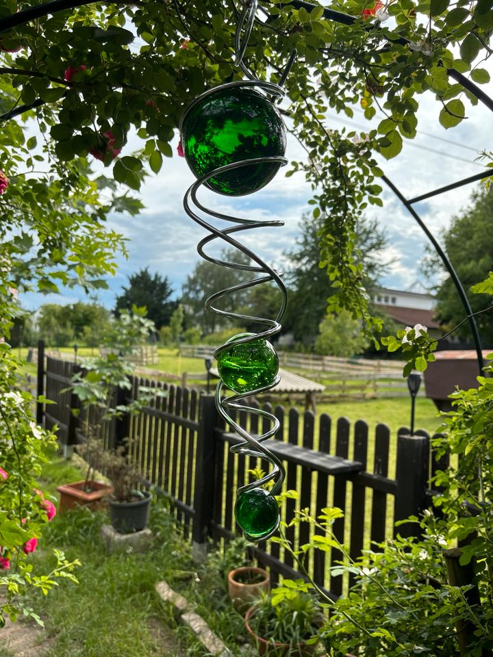 Windspiel, Spirale, 50cm, grün,  Metall, Garten, Deko, Glas in Erwitte
