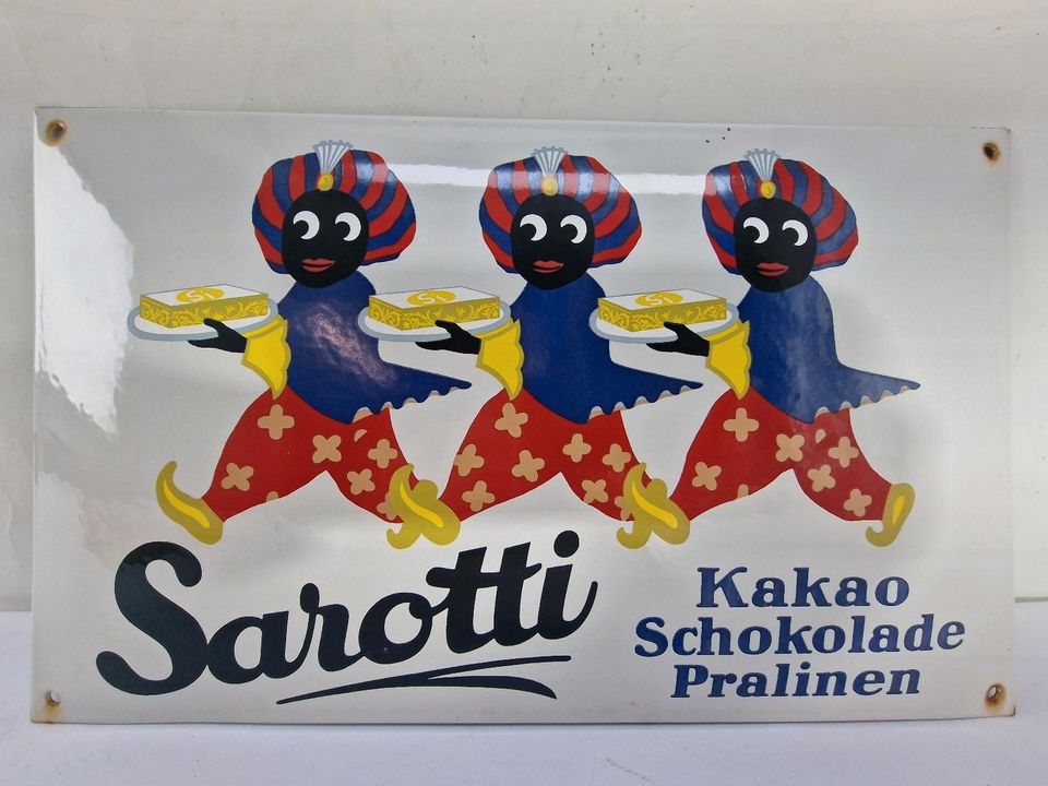 Emailleschild Sarotti Kakao Schokolade Pralinen in Heusweiler