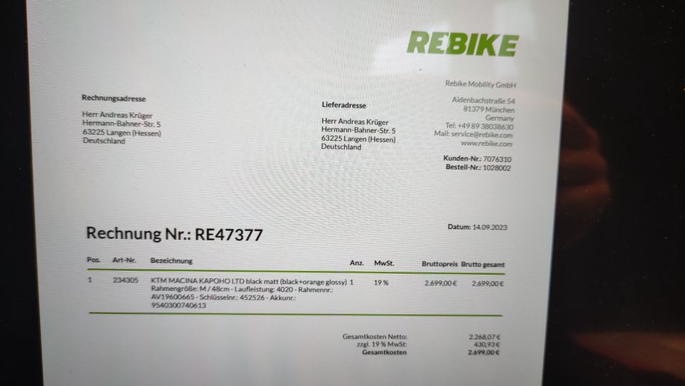 KTM MACINA KAPOHO LTD Fully E-Bike 2020 M / 48cm in Langen (Hessen)