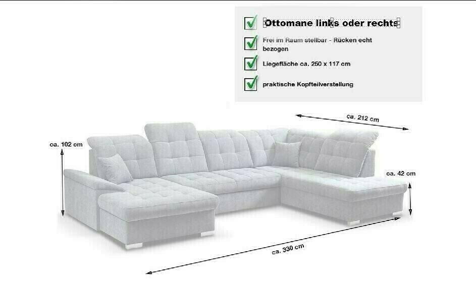 Hamburgs Sofa Outlet ✅ Wohnlandschaft 330 cm  Bett✅ Neu & Sofort in Hamburg