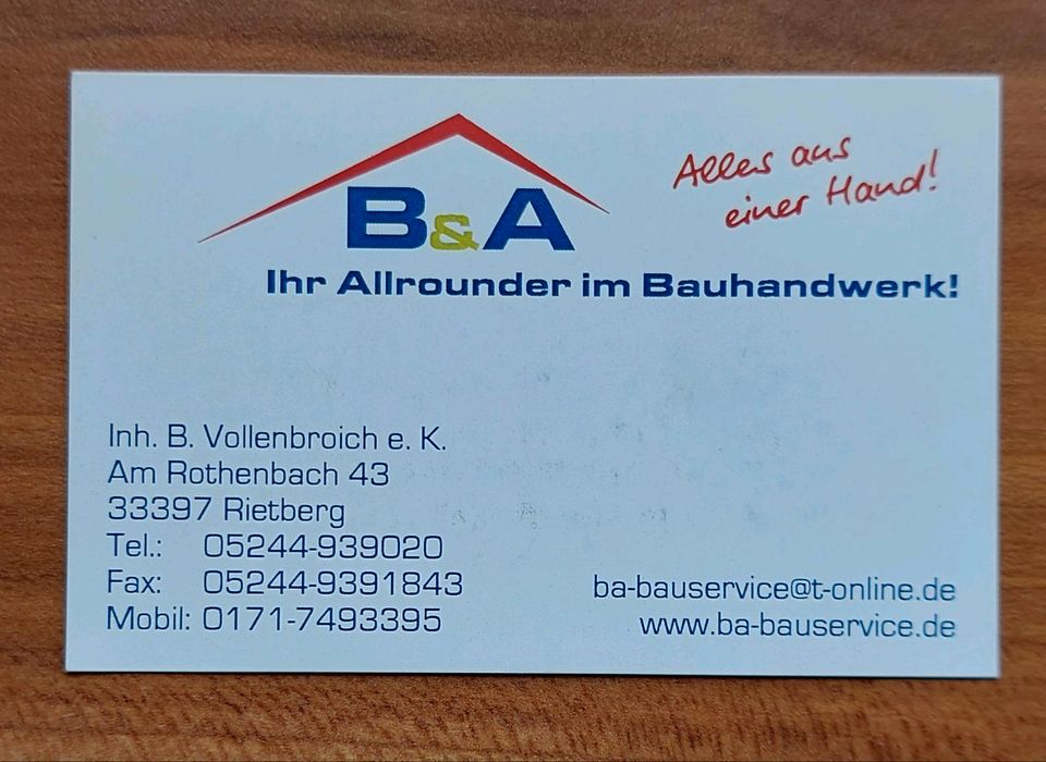 B & A Bauservice – Ihr Allrounder im Bauhandwerk in Lippstadt