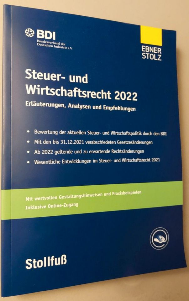 Steuer-u. Wirtschaftsrecht 2022 BDI/Ebner Stolz, Online Datenbank in Springe