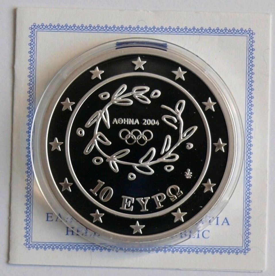 10 Euro Griechenland Olympische Sommerspiele  2004 Silbermünze in Berg Fidel