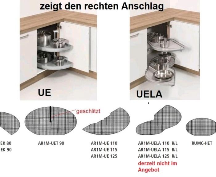 Anti-Rutschmatten Nobilia & Nolte Küche Eck-Schrank grau in Uelzen