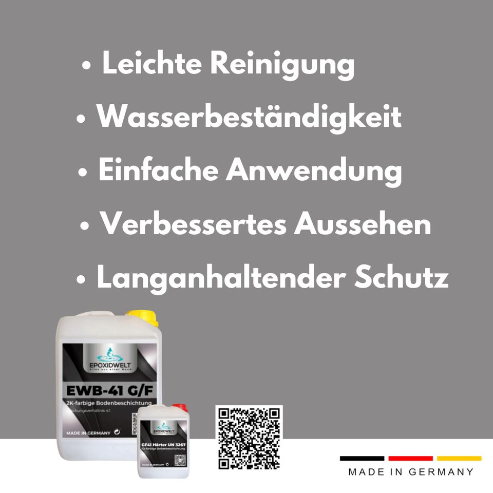 Epoxidharz-Bodenbeschichtung in 16 RAL Farben, Bodenversiegelung mit Epoxidharz, Epoxidboden für Garagen Industrie-Epoxidbeschichtung Epoxidharz-Beschichtungssysteme Epoxidböden 2K Epoxidharz in Neuss