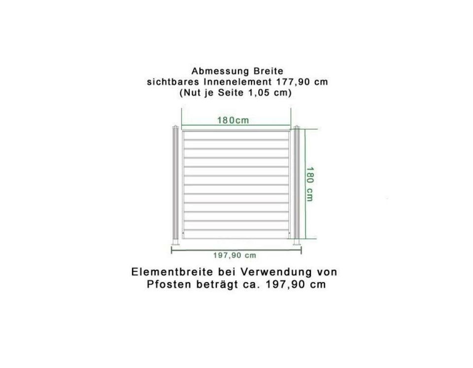 WPC / BPC Sichtschutzzaun Zaun terrasso 180 x 180 cm Life F01 in Homberg (Efze)