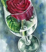 Aquarell Rose Blumen Bild Gemälde Zeichnung Weinglas Original Nordrhein-Westfalen - Menden Vorschau