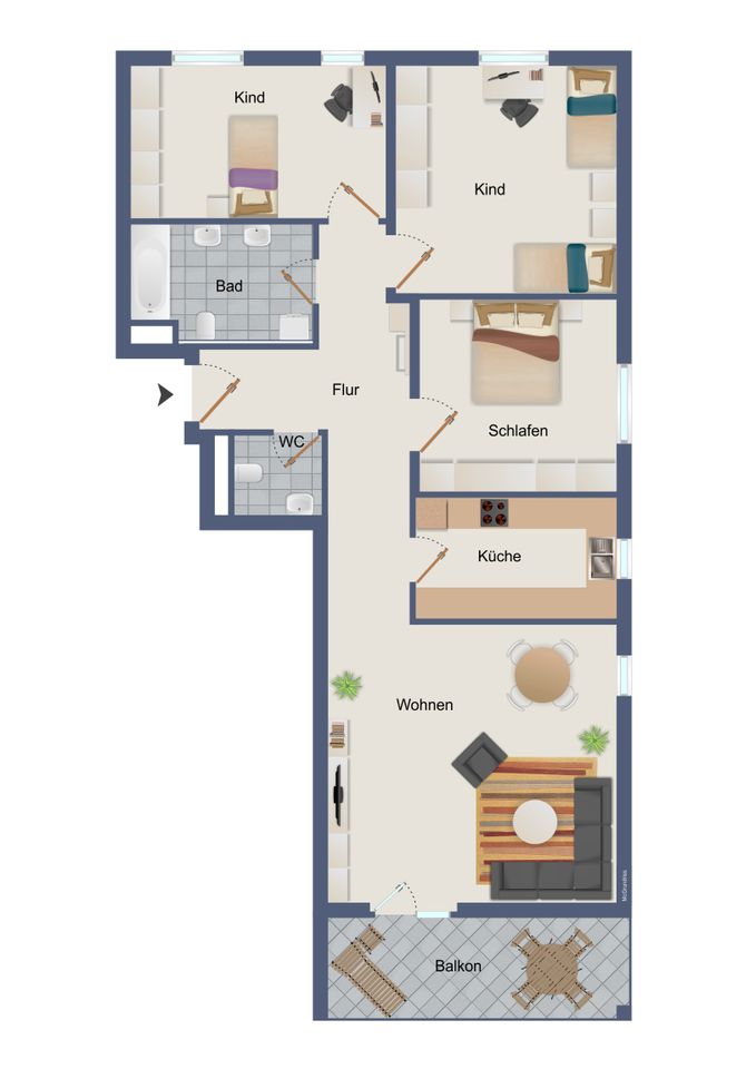 Gut geschnittene 4 Zi.-Erdgeschoss-Wohnung mit Terrasse in Weil am Rhein