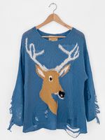 Wildfox White Label blauer Pullover Oversize Hirsch Motiv GR M Bayern - Würzburg Vorschau