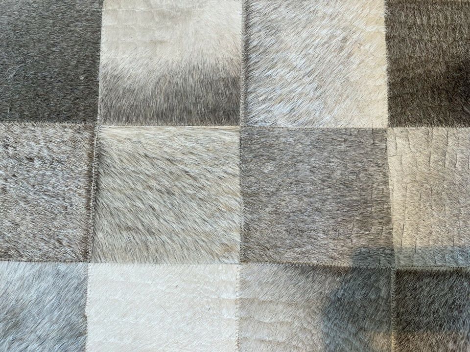 Patchwork-Teppich Aska grau Leder Läufer Fußbodenbelag Wohnzimmer in Worms