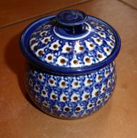 Keramik Dose mit Deckel ⌀ 9,5 cm Steingut blau weiß Bonbondose Bayern - Fürstenfeldbruck Vorschau