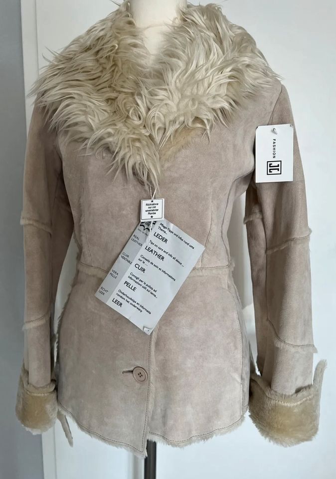 Otto Fashion Echtlederjacke Parka beige Fell gefüttert 34 XS NEU in Rehlingen-Siersburg