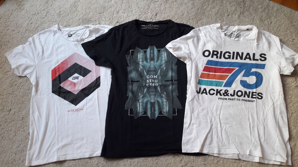 Jack & Jones, T Shirt, schwarz, weiß, Gr. S , M Top in Karlsruhe